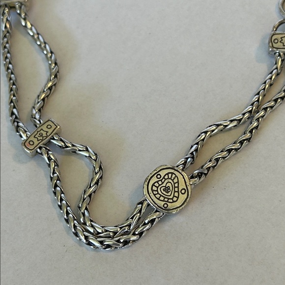 BRIGHTON SILVER TONE DOUBLE CHAIN ADJUSTABLE METAL BELT 35” LONG